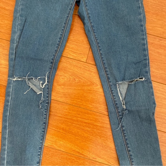 UNIF Push Skinny Jeans Blue High Waisted Distressed Cut Out Knees - Picture 6 of 8